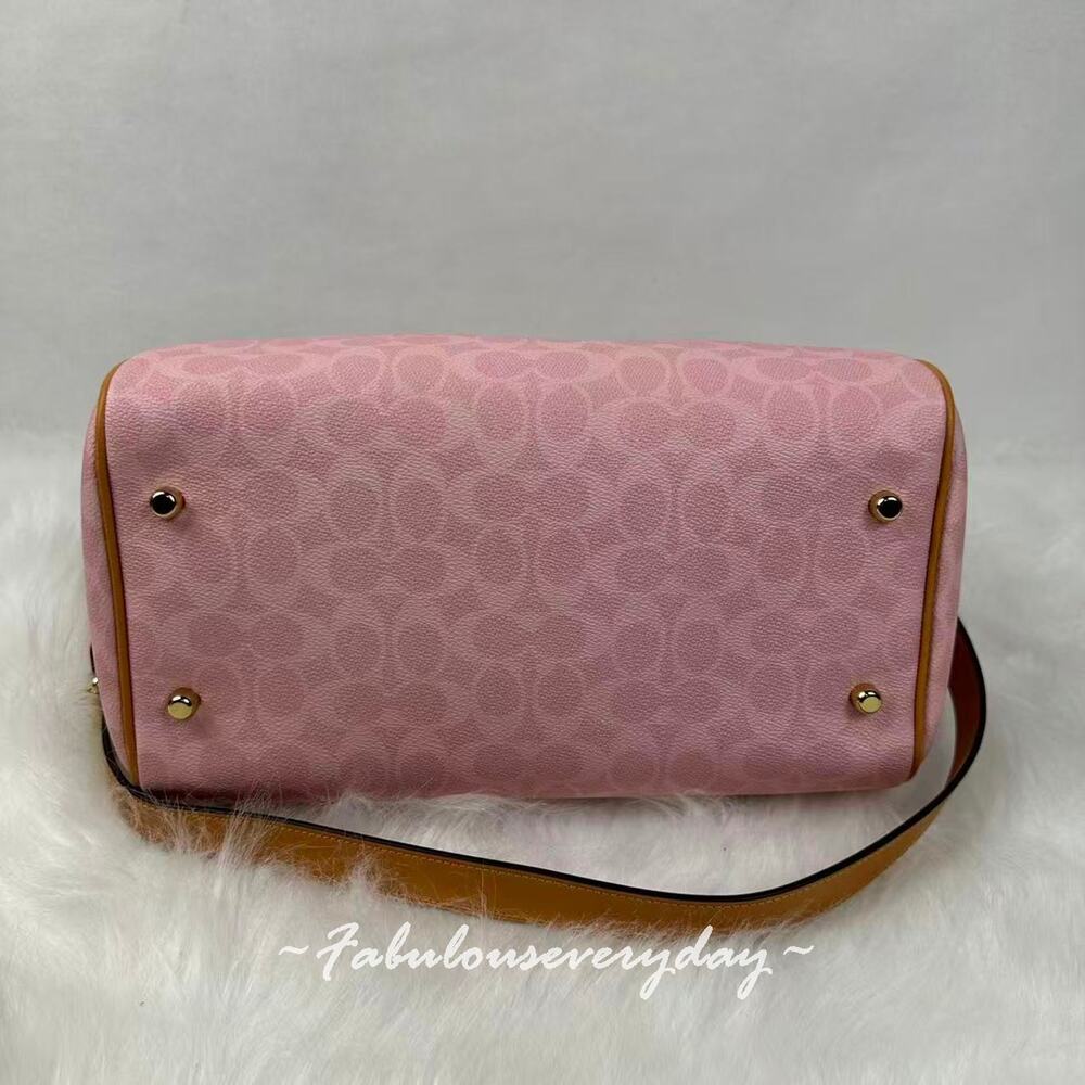 Coach Rowan Large Satchel Bag Signature Canvas with Charms CEA19 Powder Pink NWT - Picture 7 of 9